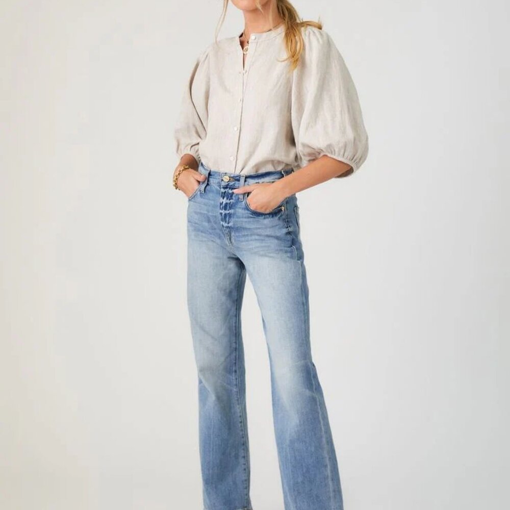 Fifteen Twenty Poof Sleeve Button Up Top